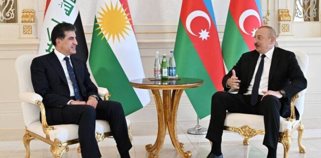 دیدار رئیس منطقه کردستان عراق با علی‌اف در باکو
